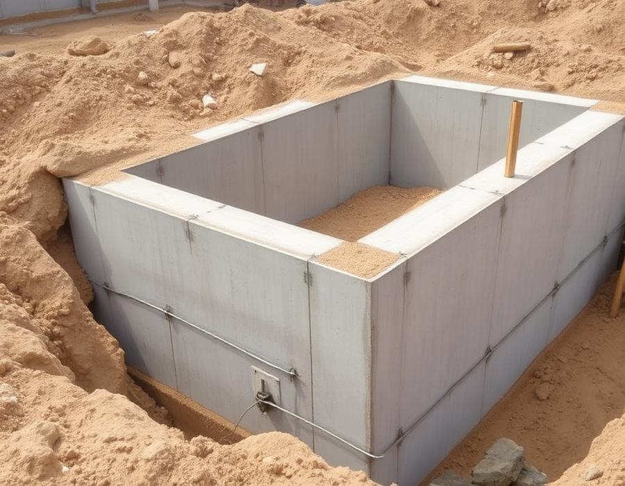 Concrete foundation with sand fill